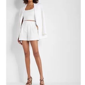 Super High Waisted Tailored Pleated Shorts - Express Shortie Super High Rise